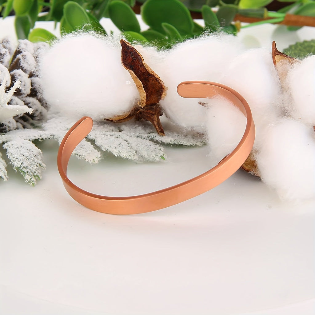Bracelet en Cuivre Ajustable – Unisexe, Élégant & Apaisant