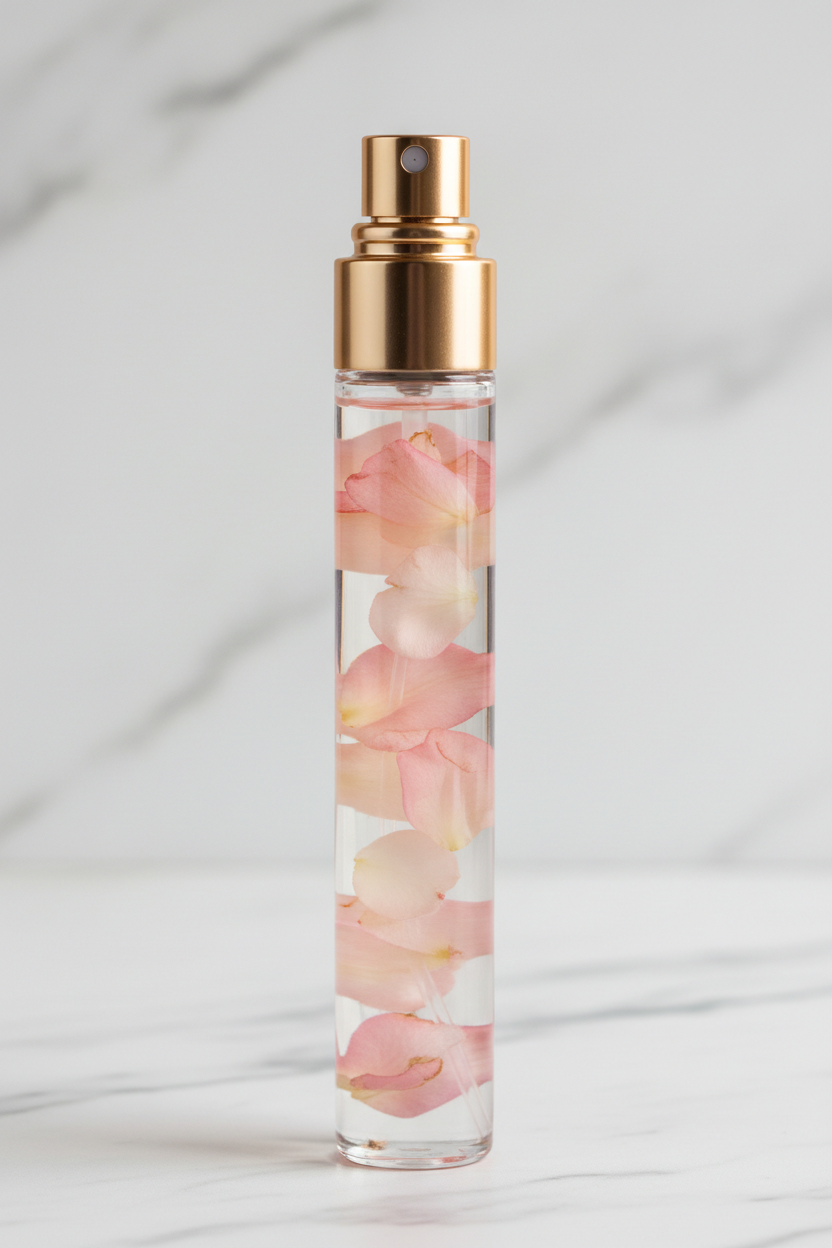 spray de 10ml long avec des roses dedans 